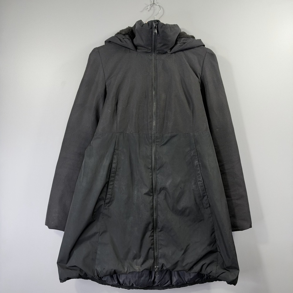 The North Face Coat Womens Medium Black Hooded Long 550 Down Parka Winter
